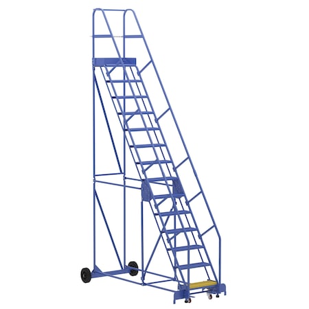 Vestil 176 H Steel Warehouse Ladder, 58 deg Perf, 14 Step, 14", 14 Steps LAD-14-14-P